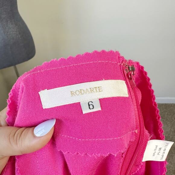 Rodarte Bright Pink Wool Silk Bow Front Straight Leg Trousers Size 6 - Picture 4 of 5